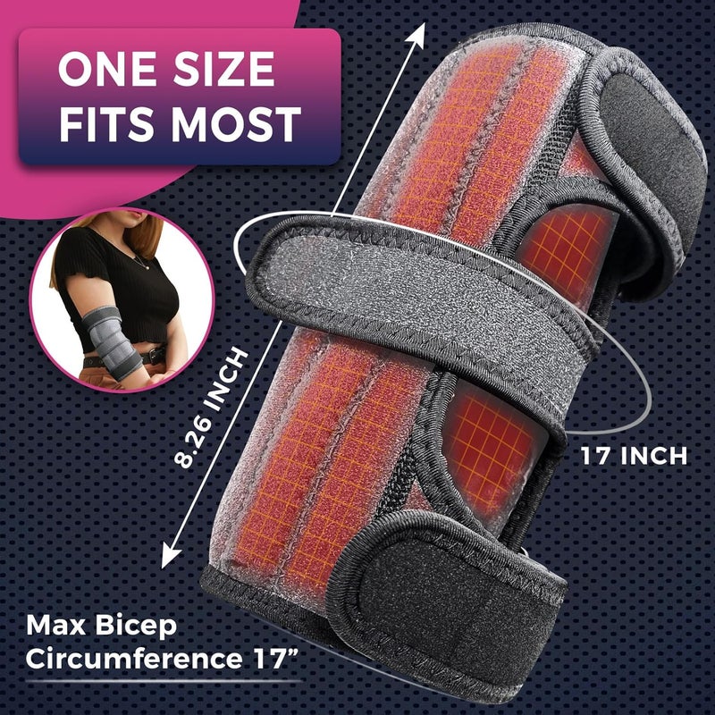 Creatrill Elbow Heating Pad for Cubital Tunnel and Tennis Elbow Relief, Heated Elbow Brace Arm Heating Pad Sleeve for Ulnar Nerve with Auto Off and Moist Heat Option - Image 5